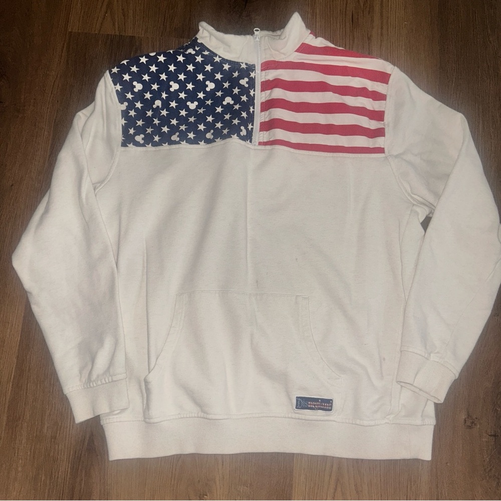 Vintage Disneyland Mickey mouse patriotic half zip pullover crewneck XL